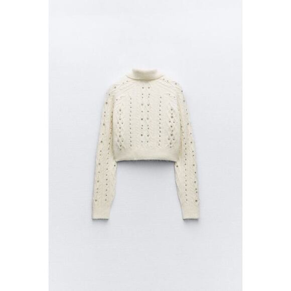 🤍 BEADED CROP KNIT CARDIGAN - Picture 5 of 8